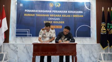Perkuat Pembinaan dan Pelayanan bagi Warga Binaan, Rutan Kelas I Medan Teken Perjanjian Kerjasama dengan 16 Mitra Stakeholder